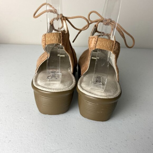 Skechers Parallel Ghillie Up Peep Toe Slingback Wedge Faux Suede Womens 7.5 Tan - Picture 3 of 9